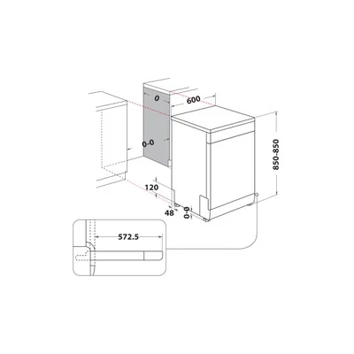 Whirlpool WH4FFA14BN6X szabadonálló mosogatógép, 14 teríték, A energiaosztály, inox