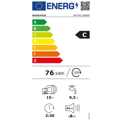 Whirlpool WH7IPC15BM60 beépíthető mosogatógép, MaxiSpace ,NaturalDry