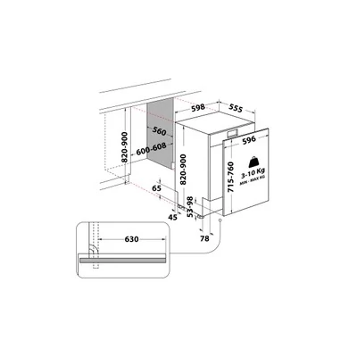 Whirlpool WH7IPC15BM60 beépíthető mosogatógép, MaxiSpace ,NaturalDry