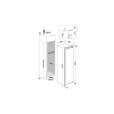 Whirlpool WHSD18A073C1P beépíthető hűtőszekrény, 306 liter, E energiaosztály