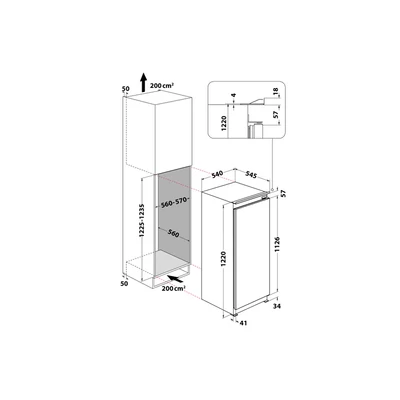 Whirlpool ARG86122 beépíthető hűtő 122cm 