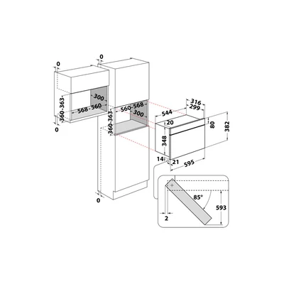 Whirlpool MBNA900B  beépíthető mikrohullámú sütő, 22 liter, fekete