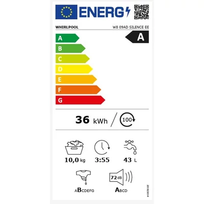 Whirlpool W8 09AD SILENCE EE elöltöltős mosógép, 10 kg , AutoDose ,A zajszint