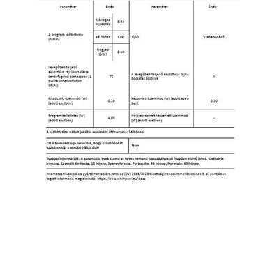 Whirlpool W8 09AD SILENCE EE elöltöltős mosógép, 10 kg , AutoDose ,A zajszint