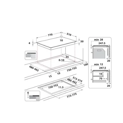 Whirlpool WFS1577 CPNE indukciós főzőlap 77cm CleanProtect