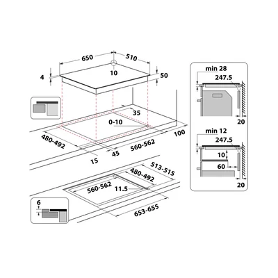 Whirlpool WFS8865NE indukciós főzőlap zónánkénti Premium Slider vezérlés FLexi Oval zóna 6. Érzék 60cm 7,2kW