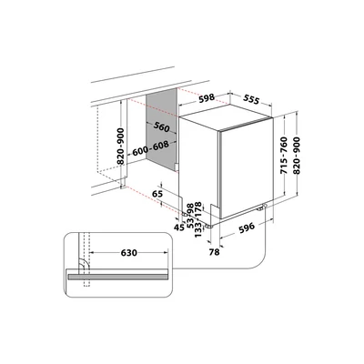 Whirlpool WH6IB16AM6T0 beépíthető mosogatógép teljesen integrált 60cm 