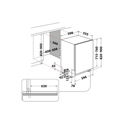Whirlpool WH6IC16B4M6T0 beépíthető mosogatógép teljesen integrált 60cm 