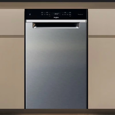 Whirlpool WH6UC11BS7A0X aláépíthető mosogatógép, keskeny, inox, 45cm 