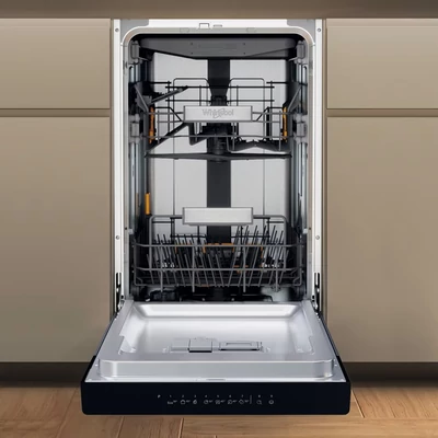 Whirlpool WH6UC11BS7A0X aláépíthető mosogatógép, keskeny, inox, 45cm 