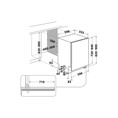 Whirlpool WH 7IA115B2M3TUS0 teljesen beépíthető mosogatógép, 15 teríték , PowerClean Pro, NaturalDry szárítási rendszer