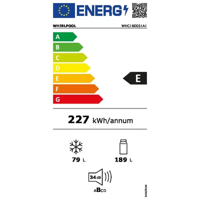 Whirlpool WHC18D051A1 beépíthető alulfagyasztós hűtőszekrény  177cm 