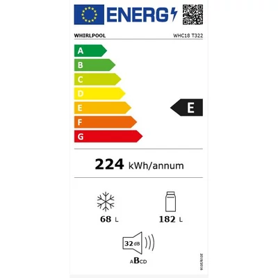 Whirlpool WHC18T322  beépíthető hűtő-fagyasztó 6. Érzék, Total NoFrost 