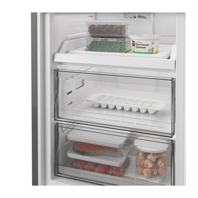 Whirlpool WHK 26373 XBR6EA szabadonálló alulfagyasztós hűtőszerkény, Dual NoFrost, inox, 370 liter,