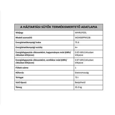 Whirlpool WOI4S8PPM1SB beépíthető sütő fekete pirolitikus