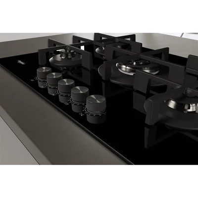 Whirlpool GOWL 728 NB beépíthető gázfőzőlap, fekete üveglap, 73 cm széles