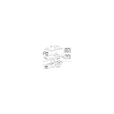 Whirlpool GOWL 728 NB beépíthető gázfőzőlap, fekete üveglap, 73 cm széles