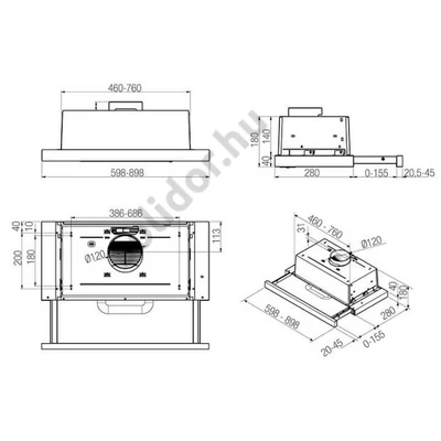 Whirlpool AKR749/1NB teleszkópos kihúzható páraelszívó fekete 60cm