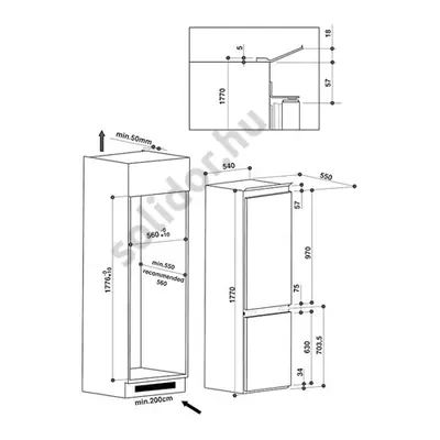 Whirlpool ART66102 beépíthető alulfagyasztós hűtőszekrény
