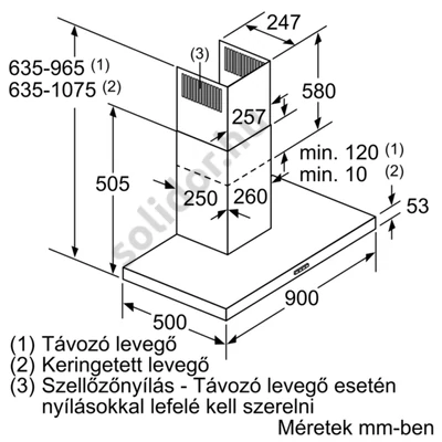 Bosch DWB98JQ50 Serie 6 kürtős fali páraelszívó 90cm nemesacél 840 m3/h LED PerfectAir szenzor