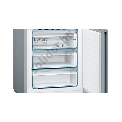 Bosch KGN49XLEA Serie 4 Szálcsiszolt acél színű, alulfagyasztós hűtő NoFrost E 330+105lL 203x70x67 cm