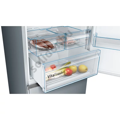 Bosch KGN49XLEA Serie 4 Szálcsiszolt acél színű, alulfagyasztós hűtő NoFrost E 330+105lL 203x70x67 cm