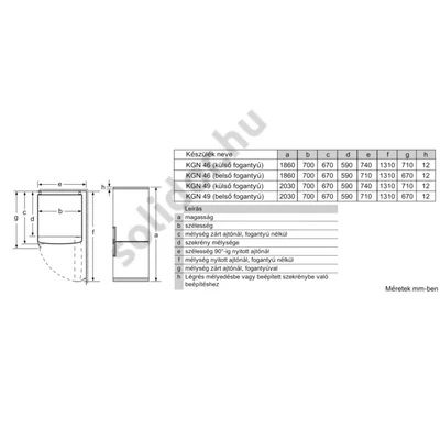 Bosch KGN49XLEA Serie 4 Szálcsiszolt acél színű, alulfagyasztós hűtő NoFrost E 330+105lL 203x70x67 cm