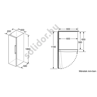 Bosch KSV33VWEP Serie 4 egyajtós hűtő fehér E 324L 176x60x65cm