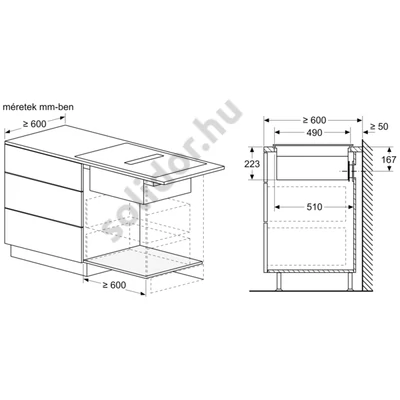 Bosch PVQ811F15E Serie 6 CombiInduction főzőlap beépített páraelszívóval 2. generáció 80cm 7,4kW