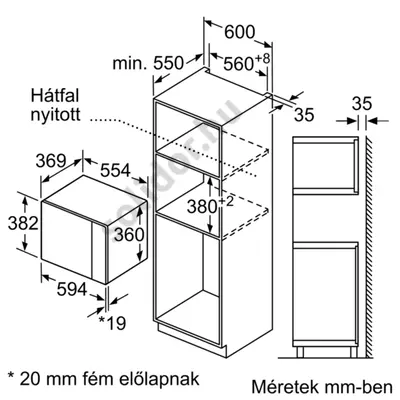 Neff HLAGD53N0 beépíthető mikrohullámú sütő nemesacél 25L 38cm balra nyíló ajtó